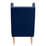 Oorfauteuil Bucoli geweven stof structuurstof - Donkerblauw - Met hocker