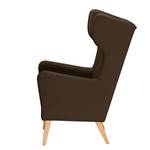 Oorfauteuil Bucoli geweven stof structuurstof - Bruin - Zonder hocker