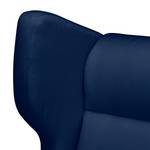Fauteuil à oreilles Bucoli Tissu structuré - Bleu foncé - Sans repose-pieds