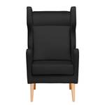 Fauteuil à oreilles Bucoli Tissu structuré - Anthracite - Sans repose-pieds