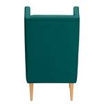 Oorfauteuil Bucoli geweven stof structuurstof - Petrolblauw - Zonder hocker