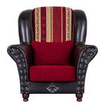 Fauteuil à oreilles Mosambik Cuir synthétique / Tissu - Noir / Rouge foncé