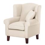 Fauteuil à oreilles Colmar Tissu - Tissu Maka : Beige - Avec repose-pieds