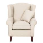 Fauteuil à oreilles Colmar Tissu - Tissu Maka : Beige - Avec repose-pieds