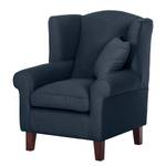 Oorfauteuil Colmar geweven stof - Stof Maka: Donkerblauw - Met hocker