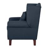 Oorfauteuil Colmar geweven stof - Stof Maka: Donkerblauw - Met hocker