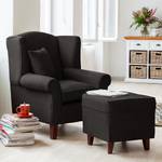 Oorfauteuil Colmar geweven stof - Stof Maka: Donkergrijs - Met hocker