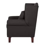 Oorfauteuil Colmar geweven stof - Stof Maka: Donkergrijs - Met hocker