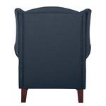 Oorfauteuil Colmar geweven stof - Stof Maka: Donkerblauw - Zonder hocker