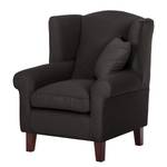 Oorfauteuil Colmar geweven stof - Stof Maka: Donkergrijs - Zonder hocker