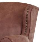 Fauteuil à oreilles Cosimo I Microfibre marron - Gris