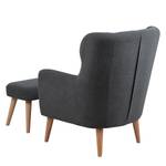 Oorfauteuil Ennis (met hocker) geweven stof - donkergrijs