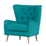 Fauteuil à oreilles Feliz Tissu - Bleu pétrole