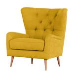 Fauteuil à oreilles Feliz Tissu - Jaune moutarde