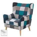 Oorfauteuil Kamma geweven stof - grijs/blauw