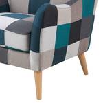 Fauteuil à oreilles Fossby Tissu - Gris / Bleu