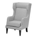 Fauteuil à oreilles Grenfell Tissu structuré - Blanc / Gris