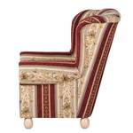 Oorfauteuil Isabelle beige geweven stof/bordeauxrood - Zonder hocker