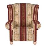 Oorfauteuil Isabelle beige geweven stof/bordeauxrood - Zonder hocker