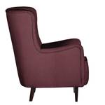 Fauteuil à oreilles Josslyn Tissu aubergine - Avec repose-pieds