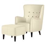 Oorfauteuil Josslyn beige geweven stof - met hocker