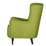 Fauteuil à oreilles Josslyn Tissu vert - Avec repose-pieds