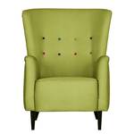 Fauteuil à oreilles Josslyn Tissu vert - Avec repose-pieds