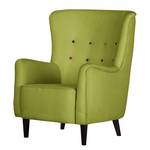 Fauteuil à oreilles Josslyn Tissu vert - Avec repose-pieds