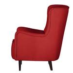 Fauteuil à oreilles Josslyn Tissu rouge - Avec repose-pieds