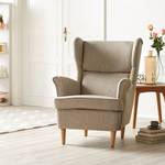 Fauteuil à oreilles Juna I Tissu Beige - Gris clair - Sans repose-pieds