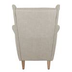 Fauteuil à oreilles Juna I Tissu Beige - Gris clair - Sans repose-pieds