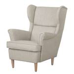 Fauteuil à oreilles Juna I Tissu Beige - Gris clair - Sans repose-pieds