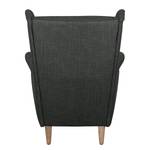 Fauteuil à oreilles Juna I Tissu Beige - Anthracite - Sans repose-pieds