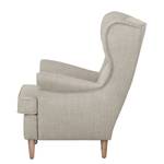 Fauteuil à oreilles Juna I Tissu Beige - Gris clair - Avec repose-pieds