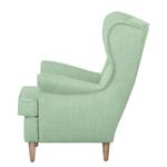 Oorfautuil Juna I geweven stof beige - Pastelgroen - Met hocker