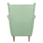 Fauteuil à oreilles Juna I Tissu Beige - Vert pastel - Sans repose-pieds