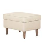 Fauteuil à oreilles Juna II Tissu Beige - Crème - Avec repose-pieds