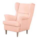 Fauteuil à oreilles Juna II Tissu Beige - Couleur pastel abricot - Sans repose-pieds