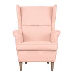 Fauteuil à oreilles Juna II Tissu Beige - Couleur pastel abricot - Sans repose-pieds