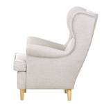 Fauteuil à oreilles Juna III Tissu Beige - Gris clair - Sans repose-pieds