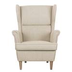 Fauteuil à oreilles Juna III Tissu Beige - Beige - Avec repose-pieds