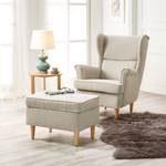 Ohrensessel Juna III Webstoff Beige - Mit Hocker