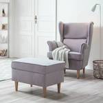 Fauteuil à oreilles Juna III Tissu Beige - Lilas - Avec repose-pieds