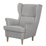 Fauteuil à oreilles Juna III Tissu Beige - Gris - Avec repose-pieds