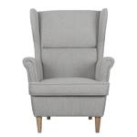 Fauteuil à oreilles Juna III Tissu Beige - Gris - Avec repose-pieds