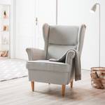 Fauteuil à oreilles Juna III Tissu Beige - Gris clair - Sans repose-pieds