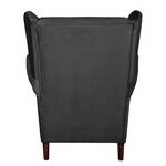 Oorfauteuil Kaiapoi (met hocker) fluweel - Zwart