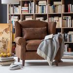 Oorfauteuil Naru antiek leren look - bruin - Stof Bena Bruin