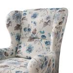 Fauteuil à oreilles Simmer Toile tissée plat Beige / Motif fleurs