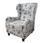 Fauteuil à oreilles Simmer Toile tissée plat Beige / Motif fleurs